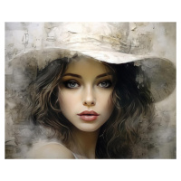 Obrazy na stěnu - Dívka v béžovém klobouku Rozměr: 40x50 cm, Rámování: vypnuté plátno na rám