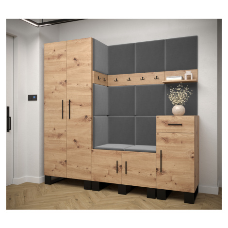 Předsíňová sestava RUMIE 1 - dub artisan, šedé panely