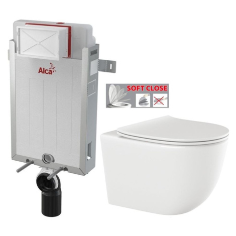 ALCADRAIN Renovmodul předstěnový instalační systém bez tlačítka + WC INVENA TINOS + SEDÁTKO AM11 AKCE/SET/ALCA