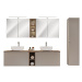 Comad Koupelnová sestava SantaFe s deskou, umyvadly, zrcadly a skříňkami 180 cm taupe/dub santa 