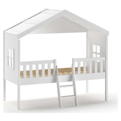 Bílá domečková vyvýšená dětská postel 90x200 cm Housebed – Vipack