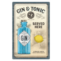 Plechová cedule Gin & Tonic - Served Here (40x60), (40 x 60 cm)