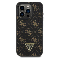 Zadní kryt Guess PU Leather 4G Triangle Metal Logo pro Apple iPhone 16 Pro Max, černá