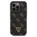 Zadní kryt Guess PU Leather 4G Triangle Metal Logo pro Apple iPhone 16 Pro Max, černá