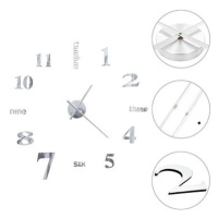 3D Nástěnné hodiny s moderním designem 100 cm XXL stříbrné