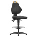 eurokraft pro Pracovní otočná židle, černá, vysoká židle s podlahovými patkami a nožním kruhem, 