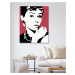 Diamantové malování - AUDREY HEPBURN NA ČERVENÉM POZADÍ Rozměr: 40x50 cm, Rámování: bez rámu a b