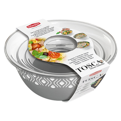 STEFANPLAST Plastová miska Tosca, bílý/šedý set 3ks s víkem