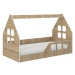 Dětská postel Montessori domeček 160 x 80 cm v provedení dub sonoma pravý