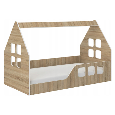 Dětská postel Montessori domeček 160 x 80 cm v provedení dub sonoma pravý