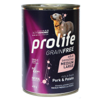 Prolife Dog Grain Free Sensitive Adult Medium/Large Pork & Potatoe - 12 x 400 g