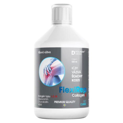KOLAGENDRINK FlexiRep Kloubní výživa typy kolagenu I, II, III klouby, šlachy, vazy, kosti 500 ml