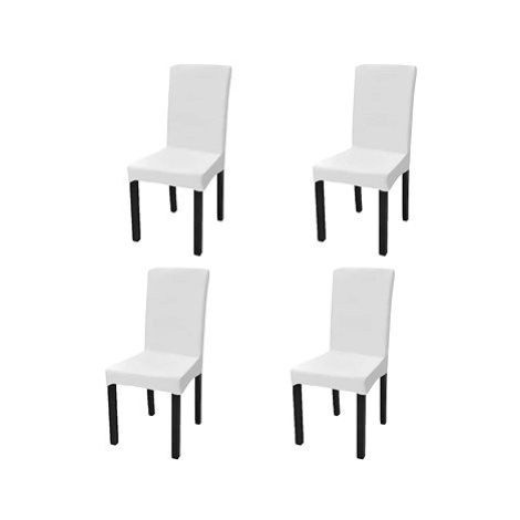 Hladké strečové potahy na židle 4 ks bílé SHUMEE
