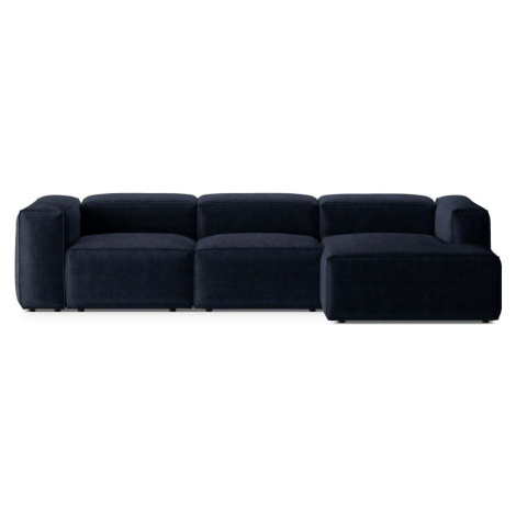 Tmavě modrá manšestrová rohová pohovka (pravý roh/s lenoškou) Bergamo – Cosmopolitan Design