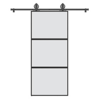 vidaXL Posuvné dveře s kováním 90x205 cm tvrzeného sklo a hliník