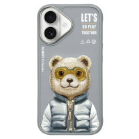 Pouzdro Nimmy Cool&Cute Bear pro iPhone 16, case kryt s medvídkem pevná zadní kryt