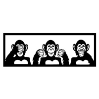 Wallity Nástěnná dekorace Three Monkeys černá - S
