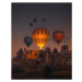 Fotografie Hot Air balloons flying over rock, serts, (30 x 40 cm)