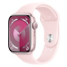 Apple Watch Series 9 45mm Růžový hliník se světle růžovým sportovním řemínkem - S/M
