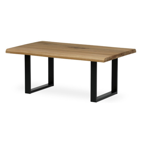 Stůl konferenční 110x70 cm, masiv dub, přírodní hrana, kovová noha "U" 6x2 cm Autronic