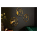 Estila Moderní set florálních kulatých nástěnných kovových dekorací Biloba II zlaté barvy 40cm