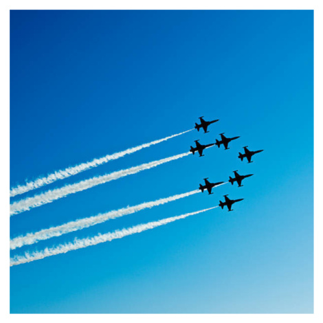 Fotografie Fighter planes in airshow on blue sky, ozgurdonmaz, 40x40 cm