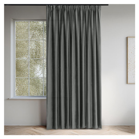 Sametový závěs FILUMI tmavě šedý 140 x 250 cm sada 2 ks decoDoma
