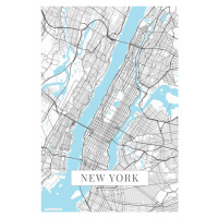 Mapa New York white, 26.7 × 40 cm