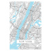 Mapa New York white, 26.7 × 40 cm