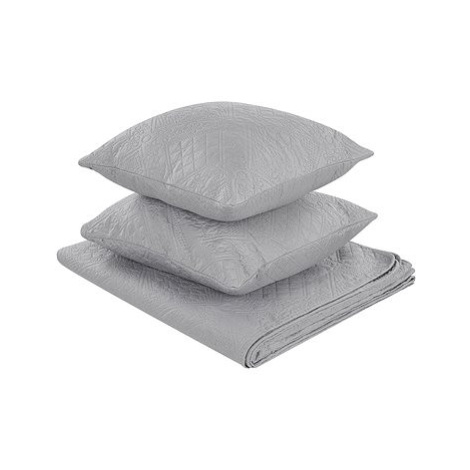 Sada embosovaného přehozu na postel s polštáři 140×210 cm šedá ALAMUT, 313389 BELIANI