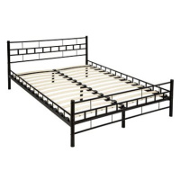 Kovová postel dvoulůžková včetně lamelových roštů - 200 × 140 cm,černá