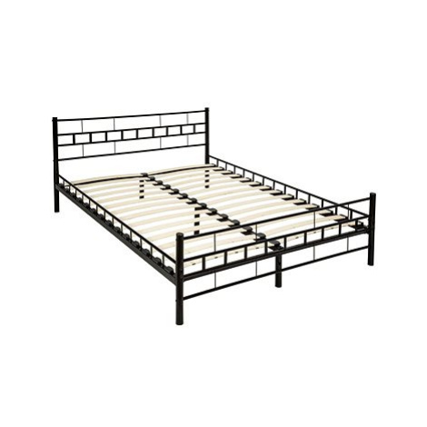 Kovová postel dvoulůžková včetně lamelových roštů - 200 × 140 cm,černá tectake