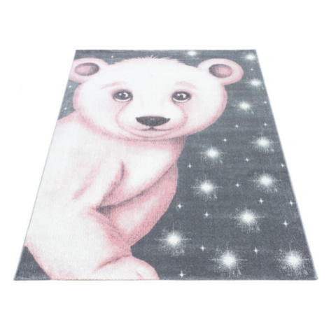 Dětský koberec Bambi medvěd růžový