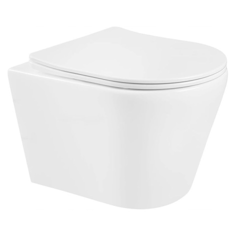 MEXEN/S Rico Závěsná WC mísa Rimless včetně sedátka s slow-slim, Duroplast, bílá 30720300