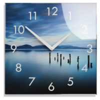 Dekorační skleněné hodiny 30 cm s motivem moře