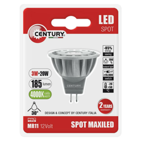 CENTURY LED spot MAXILED 3W 12VDC/AC MR11 4000K 185Lm 30d pr.35x38mm IP20 BL