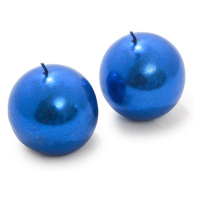 Sada 2 svíček koule CANDLE BALL BLUE 4,5 cm modrá