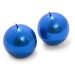 Sada 2 svíček koule CANDLE BALL BLUE 4,5 cm modrá