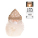H&L Vánoční postava s LED, dřevo, skřítek bílý
