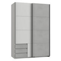 Šatní skříň ERICA šedá/bílá, šířka 135 cm