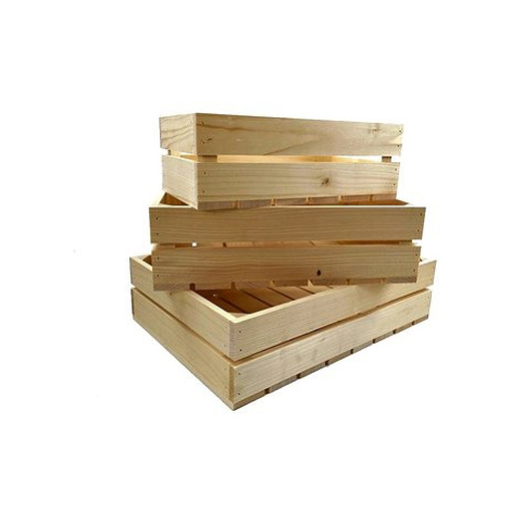 AMADEA Dřevěná sada 3 bedýnek z masivního dřeva, 46x33x12 cm