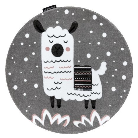 Dětský kusový koberec Petit Lama grey kruh FOR LIVING