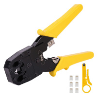 Deli Tools Kleště na krimpování konektorů Ethernet EDL2468, 4/6/8P, RJ45/RJ14/RJ12/RJ9 (žluté)