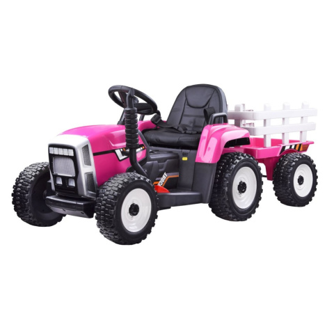 Mamido Dětský elektrický traktor s vlečkou růžový