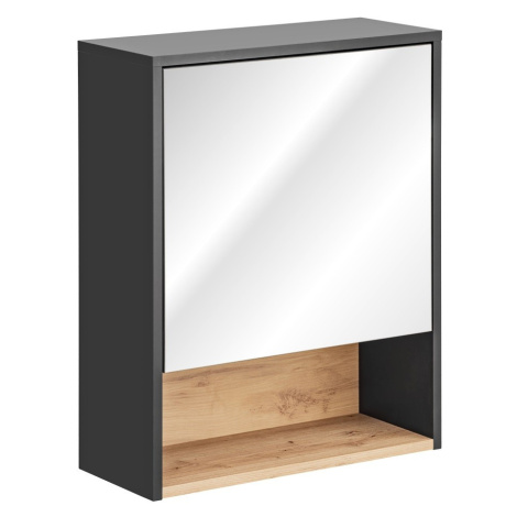 Comad Závěsná koupelnová skříňka se zrcadlem Borneo Cosmos 840 1D šedá/dub artisan