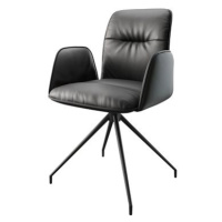 DELIFE Otočná židle Vinja-Flex černá pravá kůže křížová podnož zaoblená otočná černá