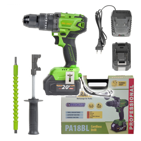 Procraft PA18BL 20V - akumulátorový vrtací šroubovák s příklepem (s 4,0 Ah akumulátorem a nabíje