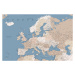 Mapa Detailed map of Europe in blue and taupe, Blursbyai, (40 x 26.7 cm)