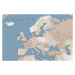 Mapa Detailed map of Europe in blue and taupe, Blursbyai, 40 × 26.7 cm