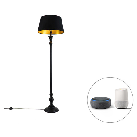 Chytrá stojací lampa se stínidlem 45 cm černá včetně Wifi A60 - Classico QAZQA